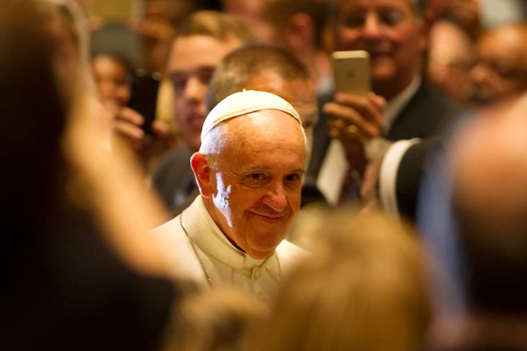 Pope Francis enters the Cathedral Basilica of Sts. Peter and Paul for Mass in September 2015. Francis' death has drawn into sharp relief questions about the church's path forward, Sabrina Vourvoulias writes.