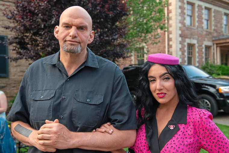 Pa. Second Lady Gisele Barreto Fetterman, right, stands with her husband, Lt. Gov. John Fetterman in 2019. Barreto Fetterman on Sunday tweeted a video of a woman calling her the N-word in a grocery store parking lot.