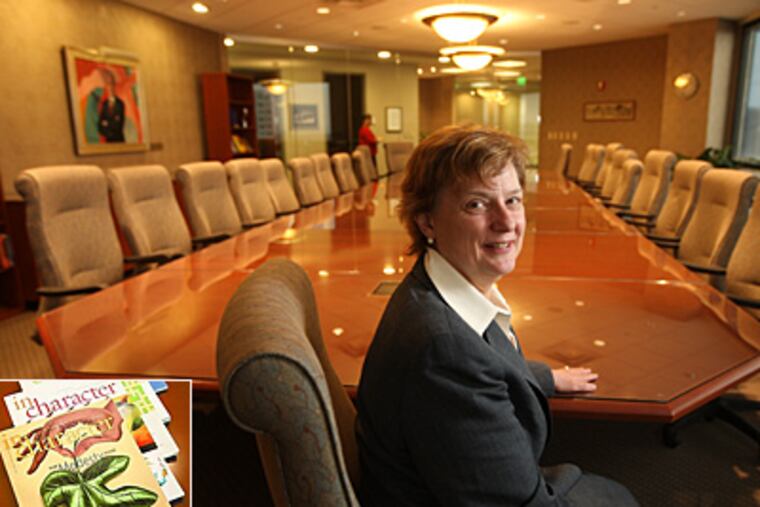 Charlotte Hays, new editor of 'In Character,' (inset). Each issue is devoted to different aspects of a single virtue. (Michael Bryant / Staff Photographer)