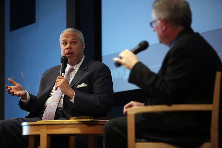 Anthony Hardy Williams speaks at the WHYY Penjerdel Council mayoral forum at WHYY in Philadelphia on Wednesday, April 15, 2015.