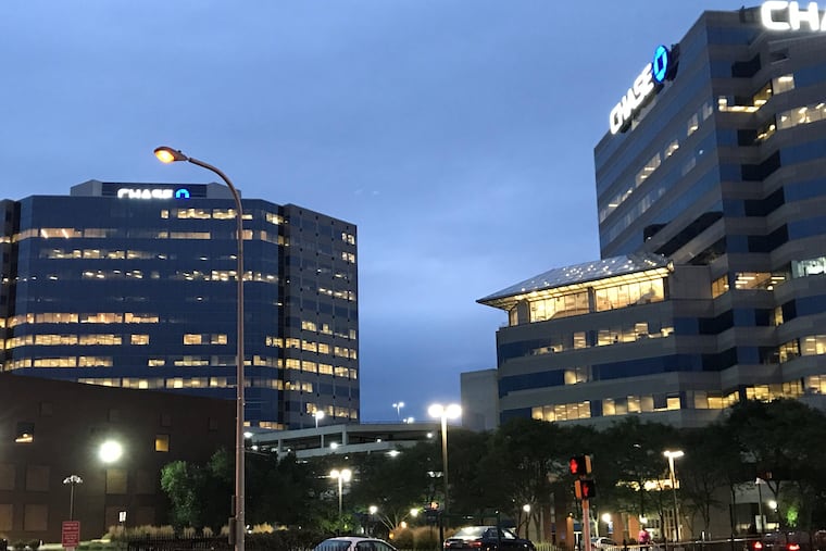 Chase office towers just north of the Wilmington, Del. Amtrak station, Sept. 21, 2018. Parent JPMorgan,Chase & Co. employs 11,000 in the Philadelphia metro region, mostly in Delaware. Joseph N. DiStefano/Inquirer