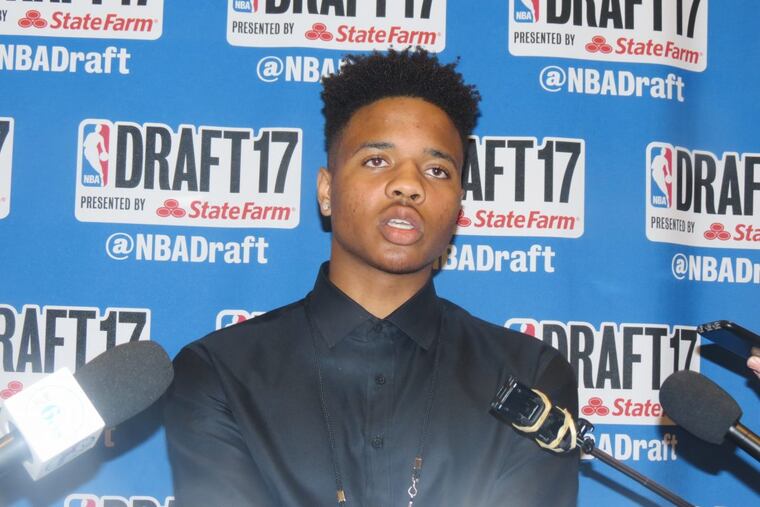 Markelle Fultz talks to reporters Wednesday in Manhattan.