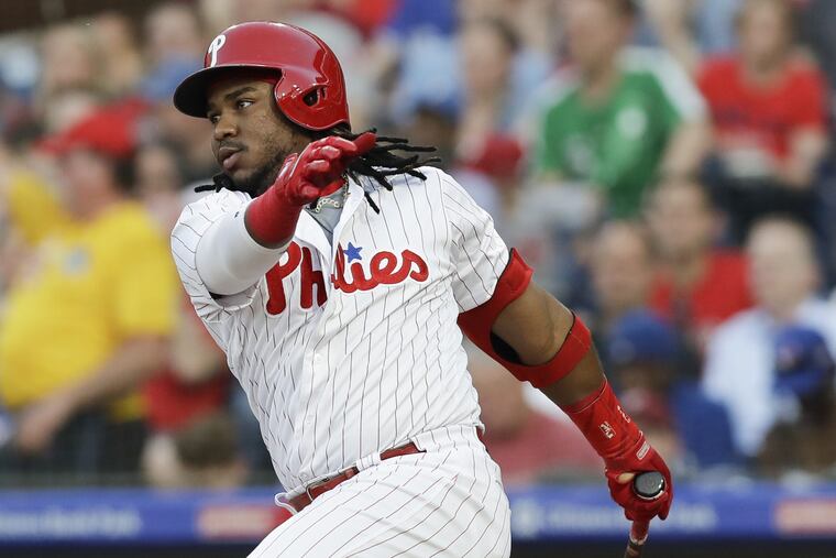 Maikel Franco batting against the Blue Jays last month.