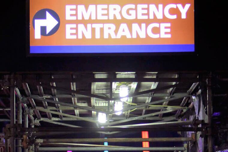 Outside the emergency room of the Hospital of the University of Pennsylvania.