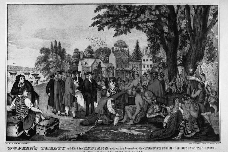 “William Penn’s Treaty With the Indians When He Founded the Province of Pennsylvania, 1681,” lithograph after painting by Benjamin West. Historical Society of Pennsylvania