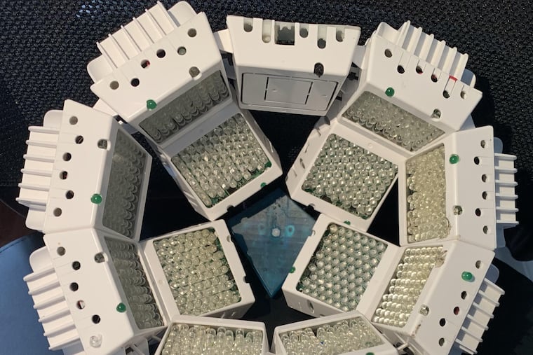 This helmet emits near-infrared light. A new study found improved cognition among patients with dementia who wore a helmet like this.