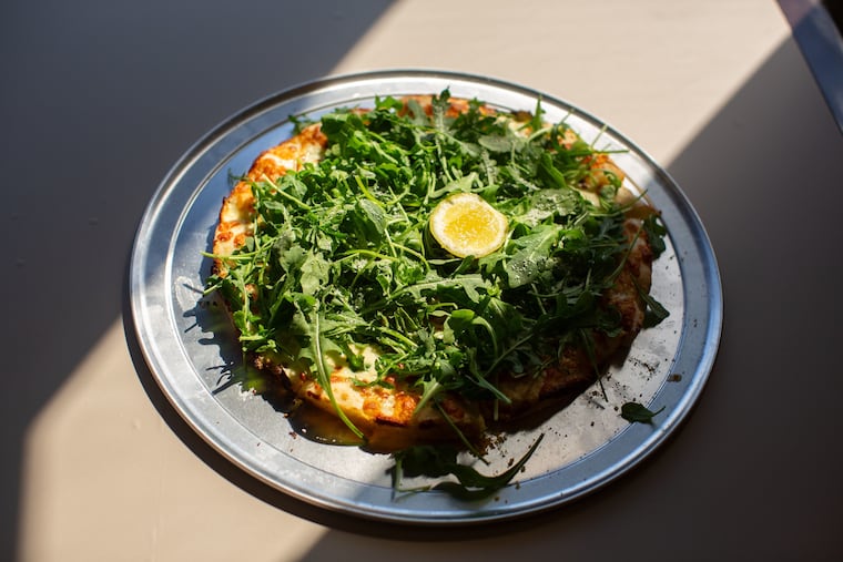 Gluten-free arugula pizza from Barclay Pies.