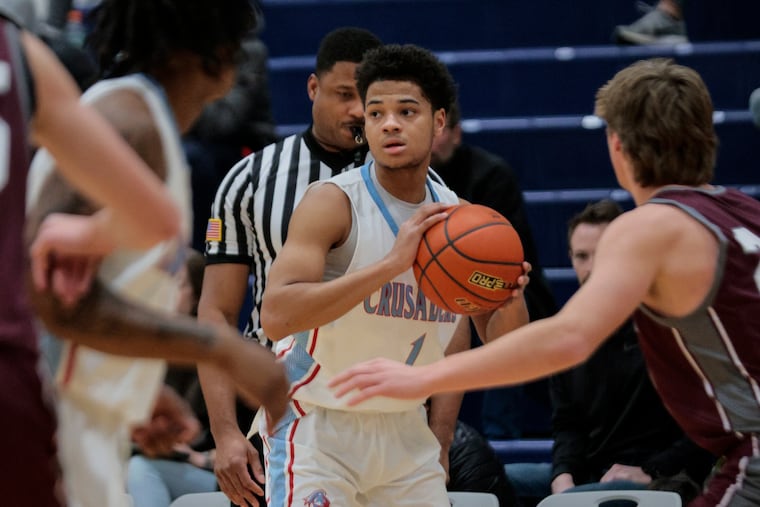 Father Judge's Kyle Jones playing against West Chester Henderson at Cristo Rey High School on Tuesday.