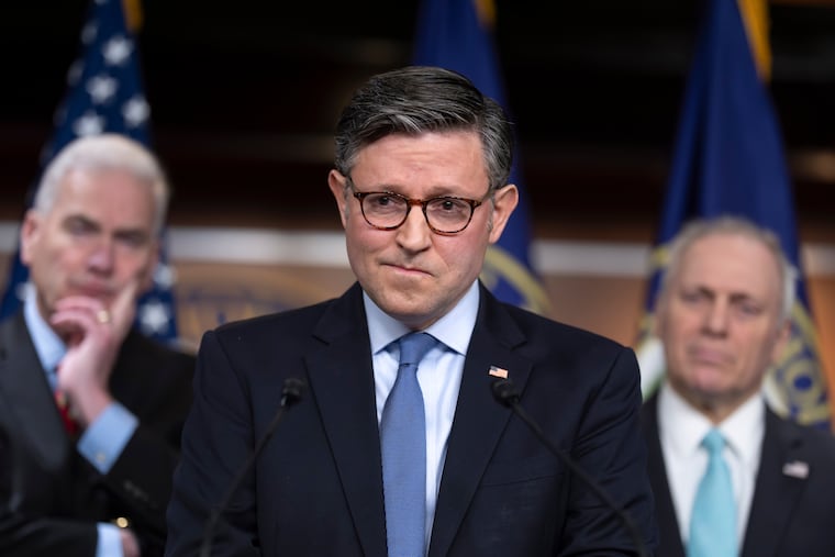 Speaker of the House Mike Johnson, R-La., meets with reporters as Republicans struggle with a plan to address growing health care costs, at the Capitol in Washington, Tuesday, Dec. 16, 2025. (AP Photo/J. Scott Applewhite)
