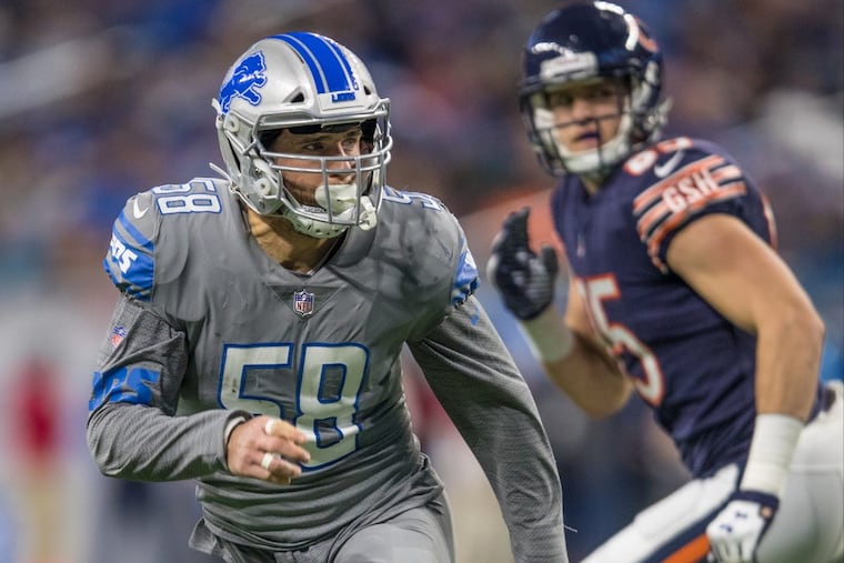 Detroit Lions linebacker Paul Worrilow (58) dropping into coverage against the Chicago Bears last December.