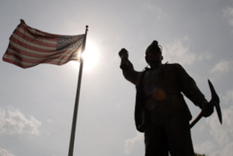 The Coal Miners Statue in Pottsville, Pa., dedicated to anthracite laborers. A proposal to heat the courthouse and prison with natural gas has offended coal executives and state lawmakers who say it discredits coal's future and disrespects its past.