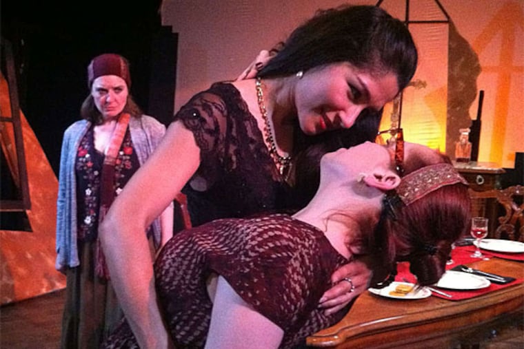 Luna Theater's one-act play "Brainpeople," by Jose Rivera, stars (from left) Amanda Grove, Jessica Gruver, and Amanda Schoonover. (Gregory Scott Campbell)