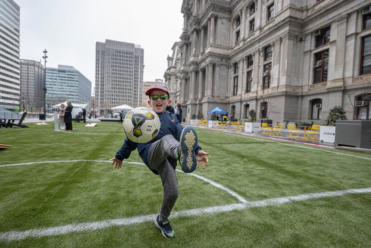 Going to be in Center City? Check out the mini-soccer pitch in front of City Hall's Dilworth Park.