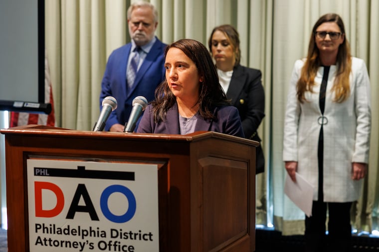 Nilam Sanghvi, with Pennsylvania Innocence Project, making a statement during press conference held by Philadelphia District Attorney Larry Krasner (not shown)at his office after the exoneration of C.J Rice today at Juanita Kidd Stout Center for Criminal Justice, 13th and Filbert Street, Philadelphia on Monday, March 18, 2024. The Pennsylvania Innocence Project received a $600,000 cut in funds from the Trump administration last week.