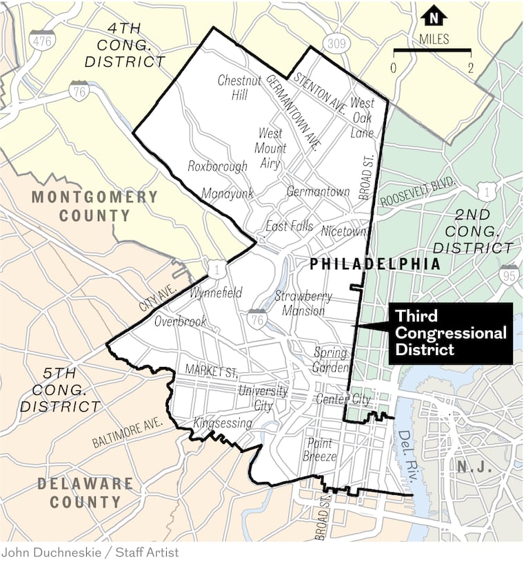 Map of Pennsylvania's Third Congressional District.