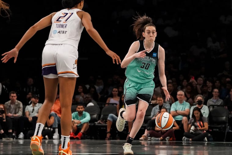 New York Liberty forward Breanna Stewart moves upcourt. She is favored to win the MVP this season.