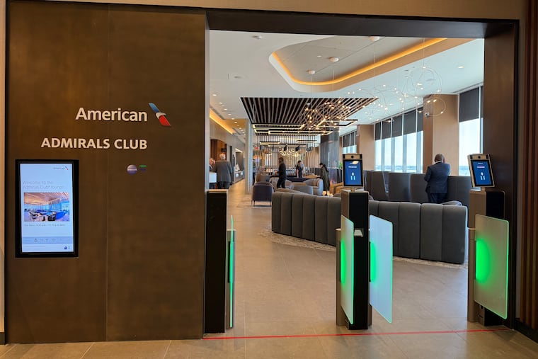The entrance to the new American Airlines Admirals Club lounge at Terminal A-West in the Philadelphia International Airport.