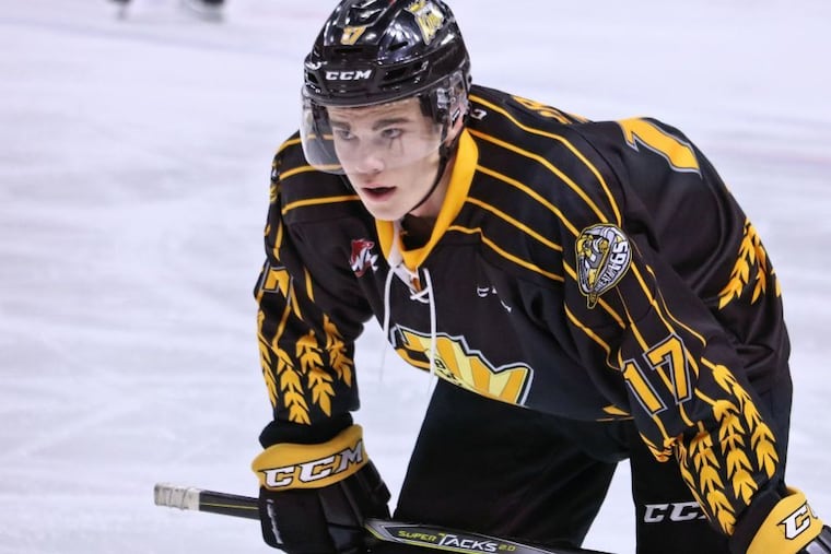 Ridly Greig, whose father, Mark, is a Flyers scout, is expected to be drafted late in the first round Tuesday.