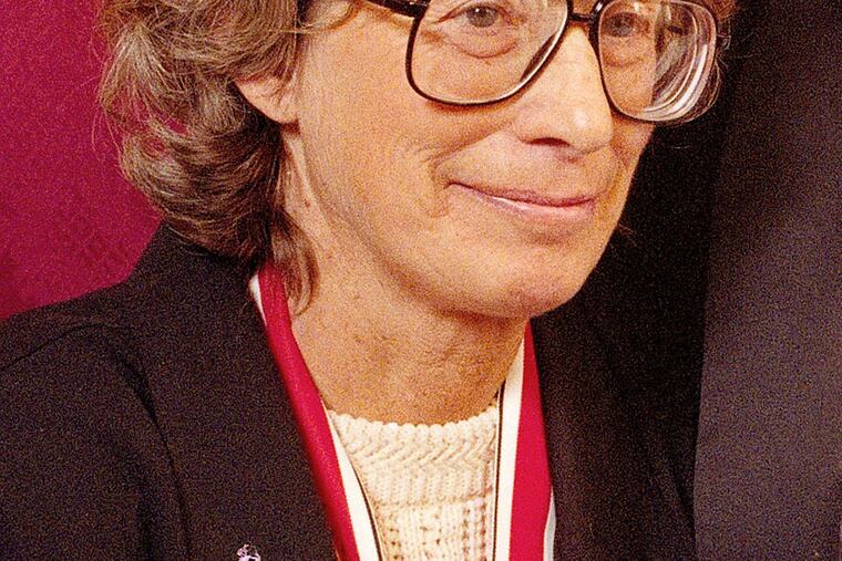 In this Nov. 18, 1992 file photo, Mary Oliver appears at the National Book Awards in New York where she received the poetry award for her book "New and Selected Poems." (AP Photo/Mark Lennihan, File)