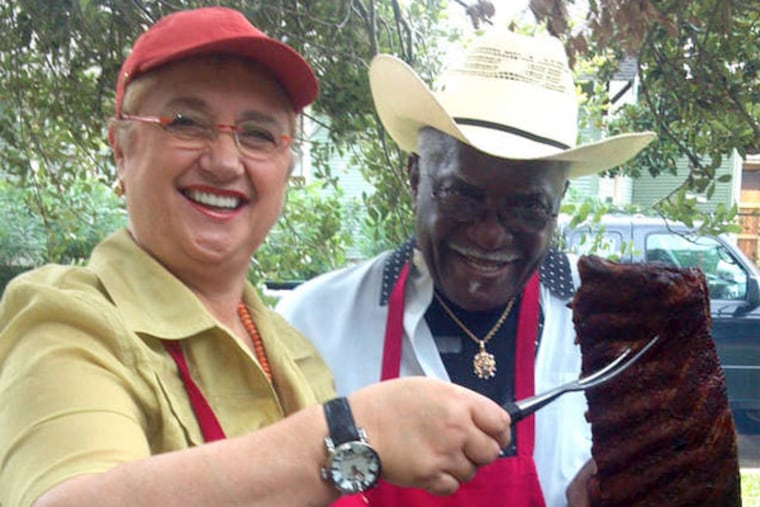 Chef, author and TV host Lidia Bastianich checks out some non-Italian barbecue in Galveston, Texas, for a Juneteenth meal.