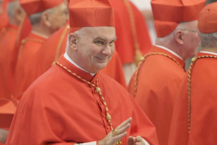 Cardinal John P. Foley waves to friends in Rome after his elevation by Pope Benedict XVI in '07. (Laurence Kesterson / Staff Photographer)