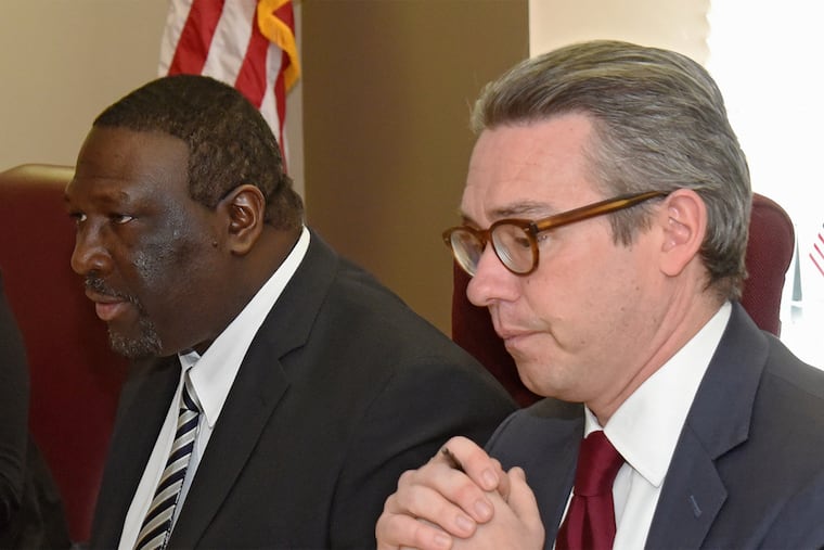 Chairman of the City Commissioner Anthony Clark (left) and Al Schmidt during a meeting January 20, 2016.