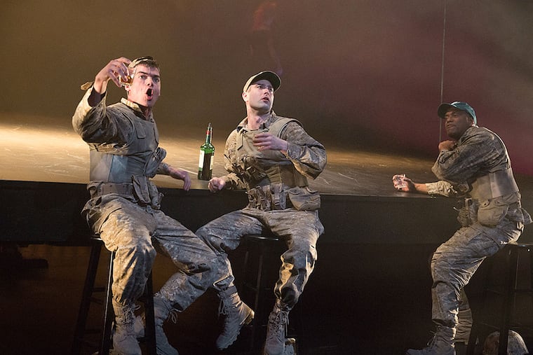 Brian Ratcliffe (left), Kevin Meehan and Lindsay Smiling. The acting company was formed before there was a script. ALEXANDER IZILIAEV