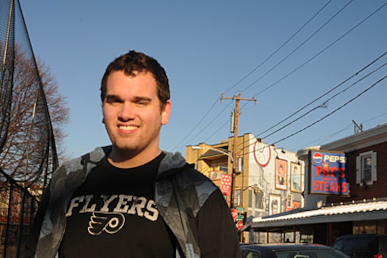 Sean Monahan created three YouTube videos promoting the Philadelphia dialect. His first video, "Phulluhphyin Dolleck," has received more than 12,000 hits. (Sarah J. Glover/Staff)