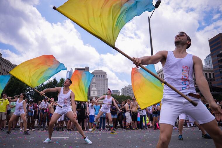 The Flaggots, the oldest LGBT color guard in the country, performs for the 26th consecutive time at the Philly Pride Parade, which stretched from the Gayborhood to Penn’s Landing on June 18, 2017.