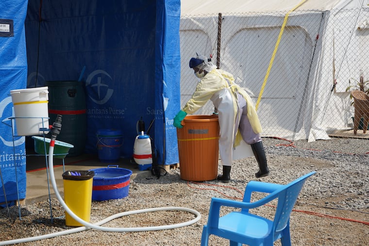 A health worker at an ebola treatment centre in Bunia, Congo, Monday, July 20, 2026.