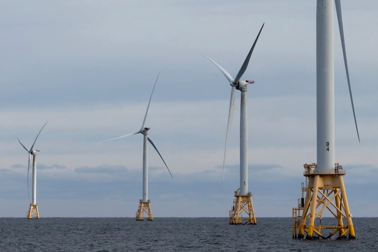 Turbines at the Block Island Wind Farm off the coast of Block Island, R.I., in 2023.