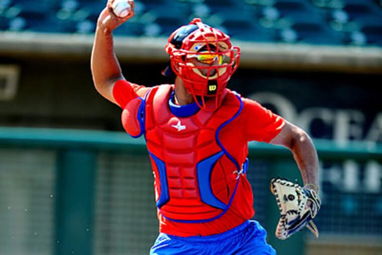 Gabriel Lino, a 19-year old catcher, was acquired by the Phillies from Baltimore. (David Schofield/For the Daily News)