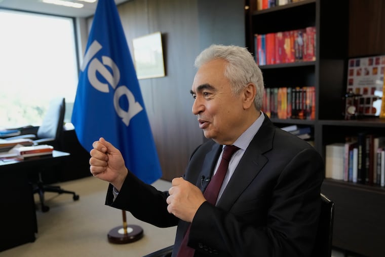 International Energy Agency Executive Director Fatih Birol speaks during an interview Thursday with the Associated Press, at the IEA headquarters in Paris.