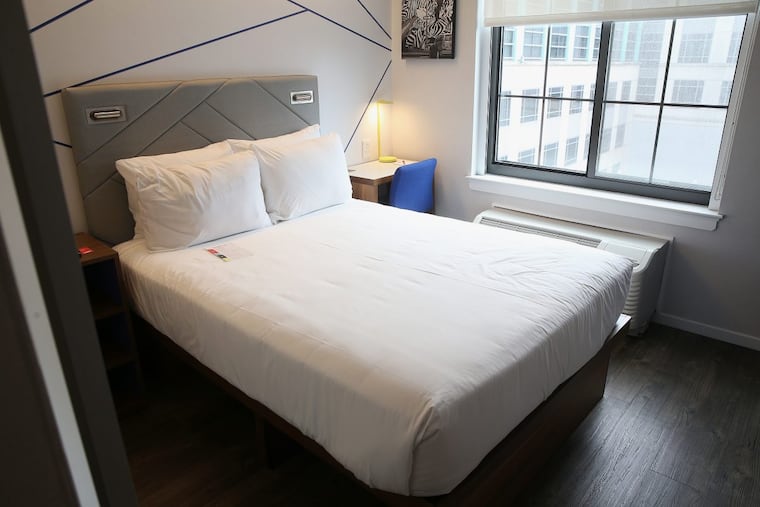 Rooms at the planned Pod Philly “micro-hotel” will be about 170 square feet. The ones at the chain’s Washington outpost (pictured here) are even smaller.