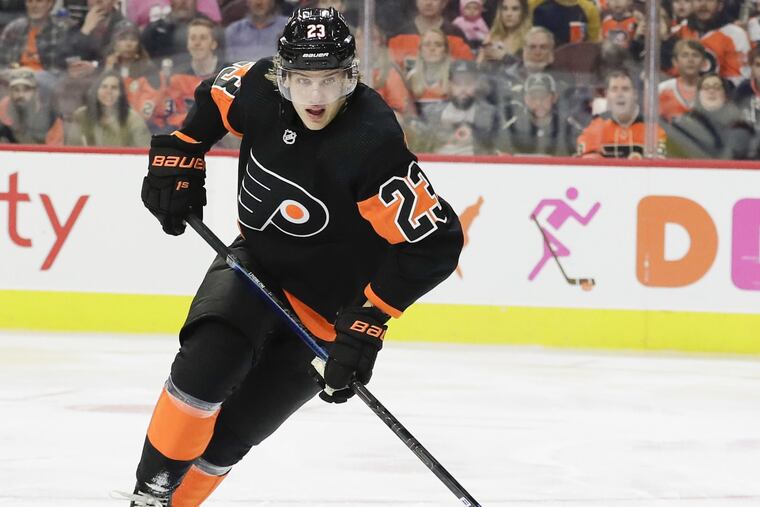 Flyers left winger Oskar Lindblom helped carry the team on their recent road trip.