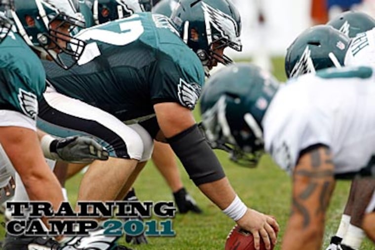 Sixth-round draft pick Jason Kelce is getting a lot of reps with the first team at center. (Yong Kim/Staff Photographer)