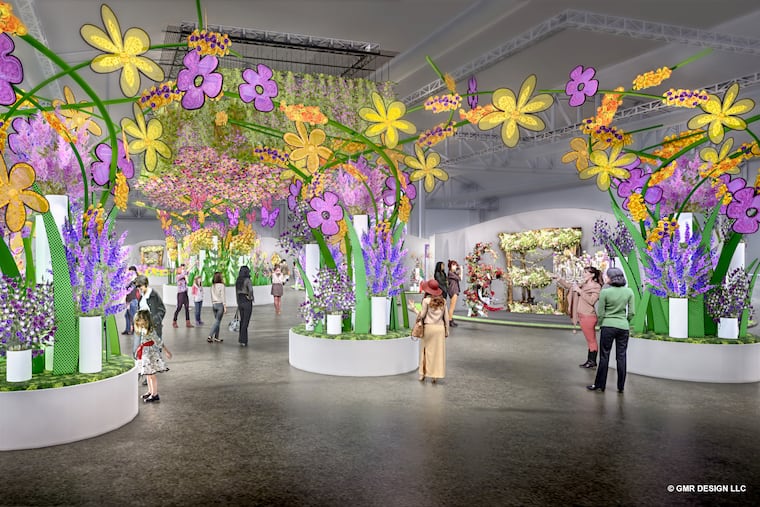 A rendering of the 2019 Philadelphia Flower Show's entrance garden.