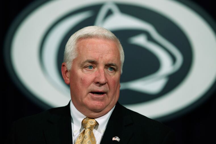 Pennsylvania Gov. Tom Corbett makes remarks during a news conference after a Penn State Board of Trustees meeting in State College, Pa. on Nov. 10, 2011. (AP Photo/Matt Rourke, File)