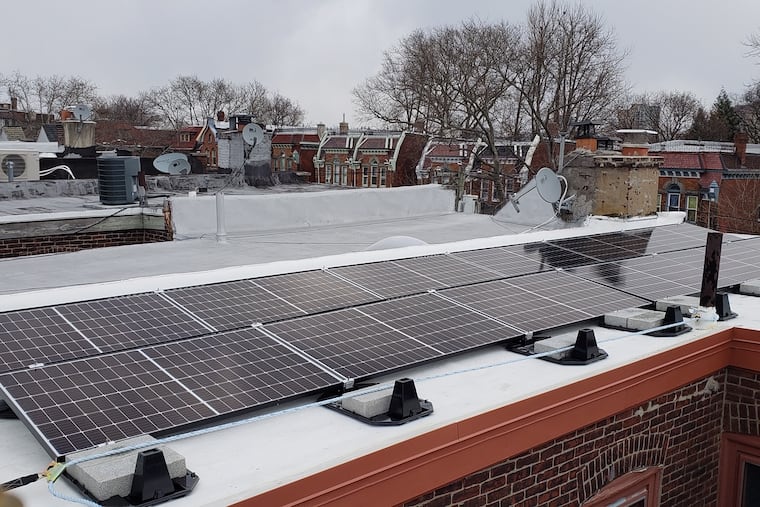 Solar panels on the roof of a West Philadelphia home.