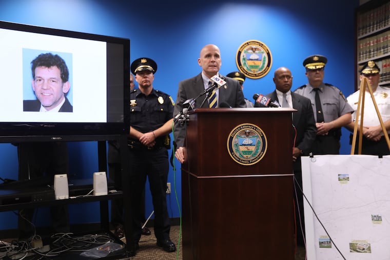 Chester County District Attorney Tom Hogan speaks of his office's investigation into Bruce Rogal, the 59-year-old Glenmoore man who attempted to kill his ex-wife last Wednesday night and then fatally shot his parents, Nancy and William, in their apartment at Bellingham senior living community near West Chester, Wednesday, September 26, 2018.