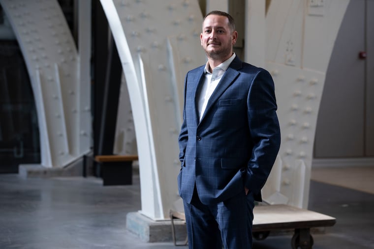 Local 98 business manager Mark Lynch Jr. posed for a portrait in the new IBEW building in the Navy Yard in Philadelphia, Pa. on Wednesday, Nov. 15, 2023
