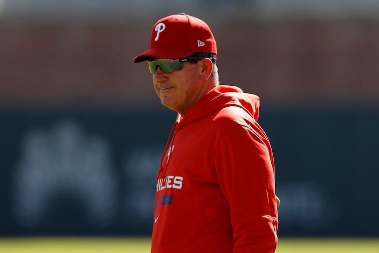 Phillies Manager Rob Thomson during workout at Trust Park in Atlanta on Monday.