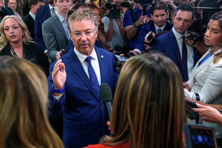 Sen. Rand Paul, R-Ky., speaks with reporters on Capitol Hill on July 29.