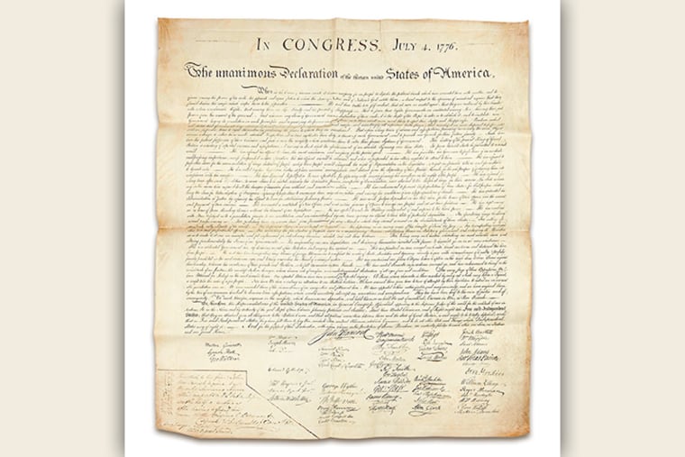 The Declaration of Independence, engraved on parchment by William J. Stone in 1823.