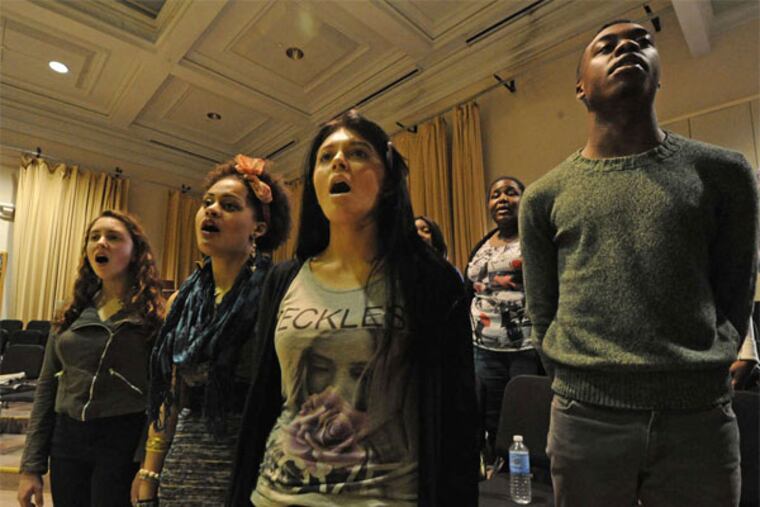 High School for Creative and Performing Arts students (from left) Sarah Kravinsky, Nayo Jones, Patricia Pezzano, and Cameron Williams. (April Saul / Staff Photographer)