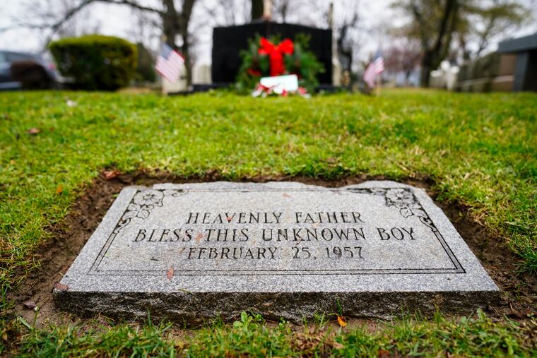 The gravesite of a small boy whose battered body body was found abandoned in a cardboard box decades ago is seen in Philadelphia. Nearly 66 years after the battered body of a young boy was found stuffed inside a cardboard box, Philadelphia police have revealed the identity of the victim in the city’s most notorious cold case. Police identified the boy as Joseph Augustus Zarelli.
