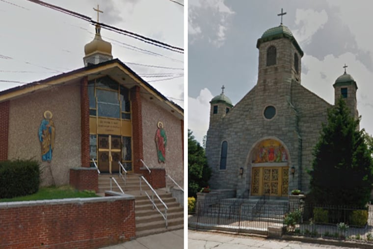 The two parishes, SS. Peter & Paul in Clifton Heights (left) and Holy Ghost in Chester (right) are merging at a new location next year.