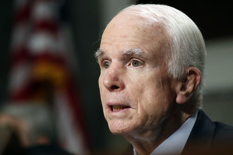 Sen. John McCain speaks on Capitol Hill in June. He will receive the National Constitution Center’s Liberty Medal in October.
