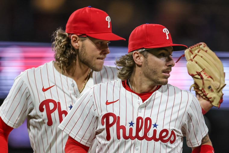 Alec Bohm (left) will move from third to first and Bryson Stott (right) will shift from second to third after the trade for Luis Arraez.