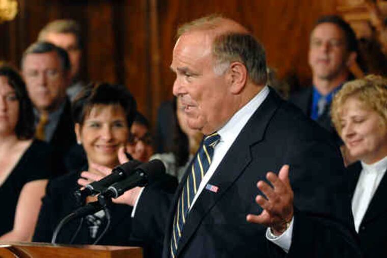 Gov. Rendell spoke to reporters yesterday about the state budget impasse. In a new YouTube ad on Pa. newspapers' Web sites, Rendell seeks support for his version of the budget.